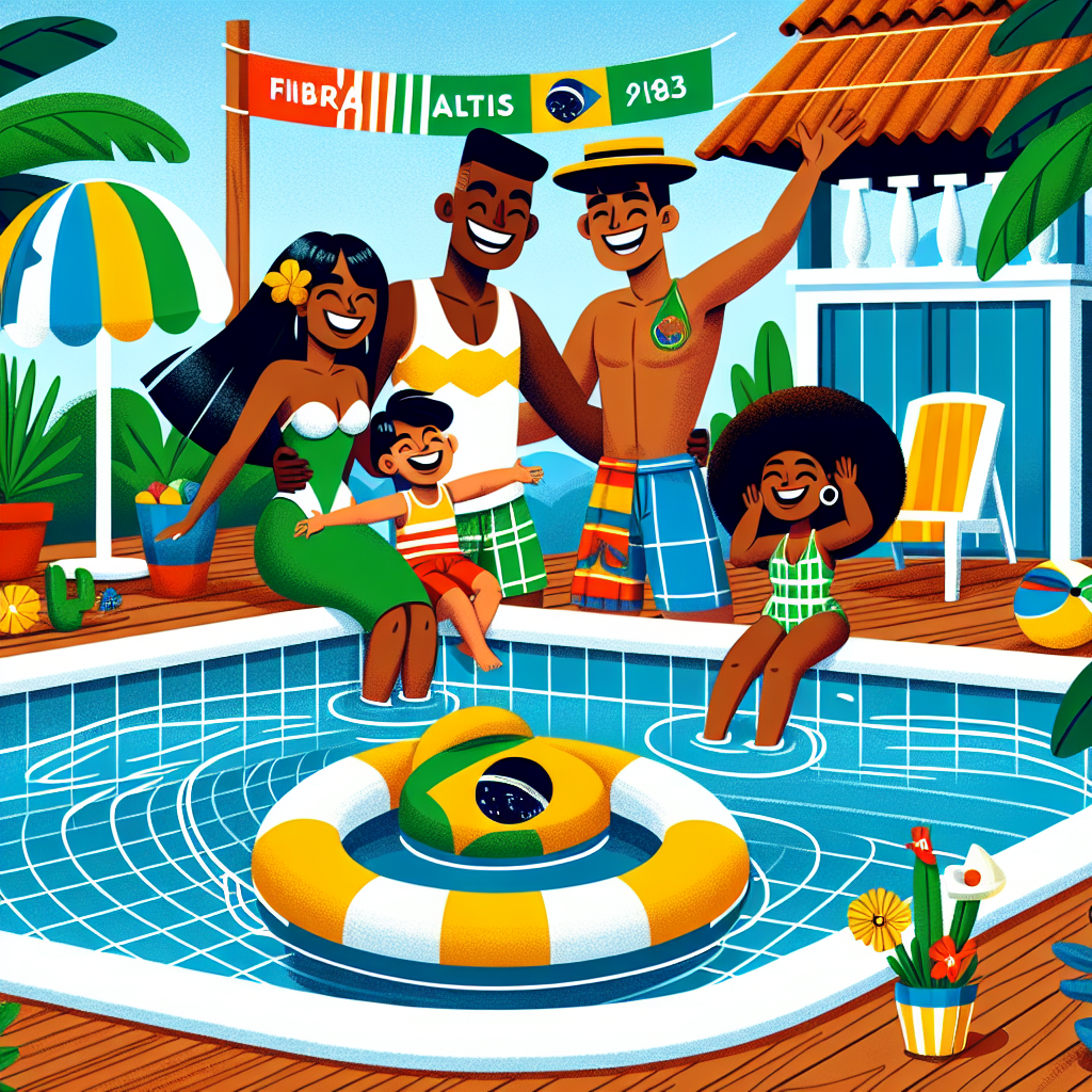 Piscina de fibra Fibratlantis Belíssima IX em um jardim moderno, destacando sua estética e funcionalidade em 2025.