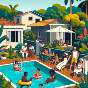 Piscina pequena da Fibratlantis em um quintal aconchegante, ideal para lazer em família em 2026.