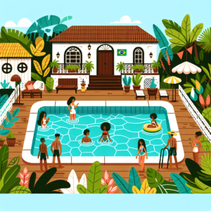 Piscina 6x3 instalada em um jardim, criando um oásis ideal para relaxamento e lazer em casa.