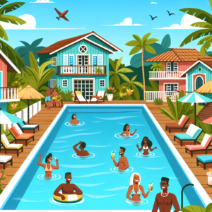 Piscina de fibra Fibratlantis Belíssima IX em ambiente externo, destacando seu design moderno e sofisticado.